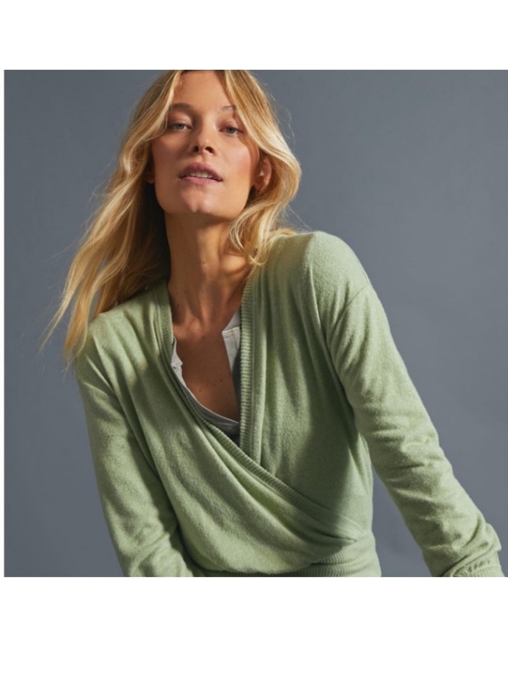 Anthropologie Rocio Surplice Neck Sweater Long Sleeve Cozy Women's